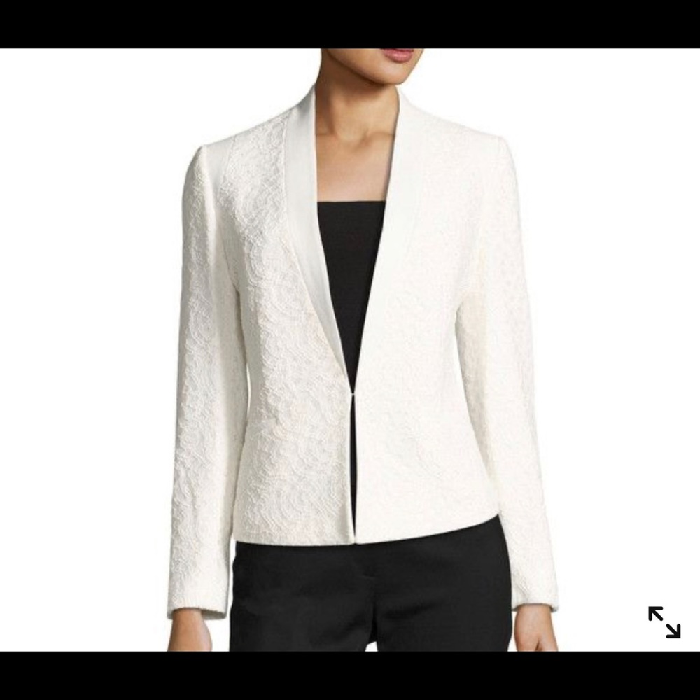 White blazer with lace detail